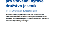 Realizace projektu fotovoltaické elektrárny na správní budově Stavebního bytového družstva Jeseník